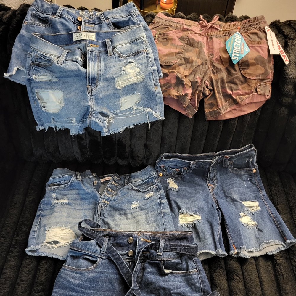 True Religion Women's Blue and Camouflage Shorts